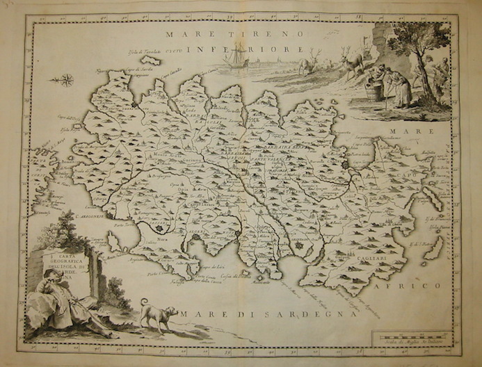 Albrizzi Giambattista (1698-1777) Carta geografica dell'Isola di Sardegna 1750 Venezia 